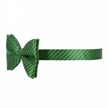 Plain Green Bow Tie with Diagonal Stripe